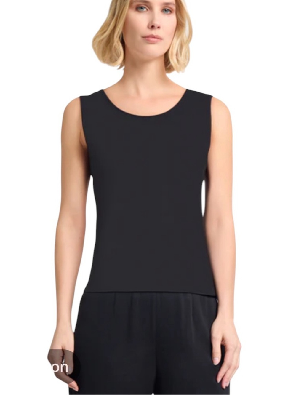 Misook Knit Double Scoop Neck Sleeveless Tank Med Elevated Basic Quiet Luxury